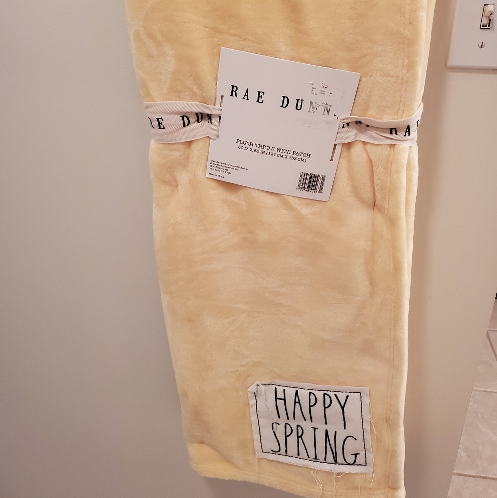Rae Dunn blanket with patch.